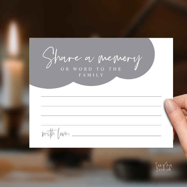 Funeral Service, Share a memory Memorial Card (Funeral Service, Share a memory Memorial, word to family Card in dark grey)