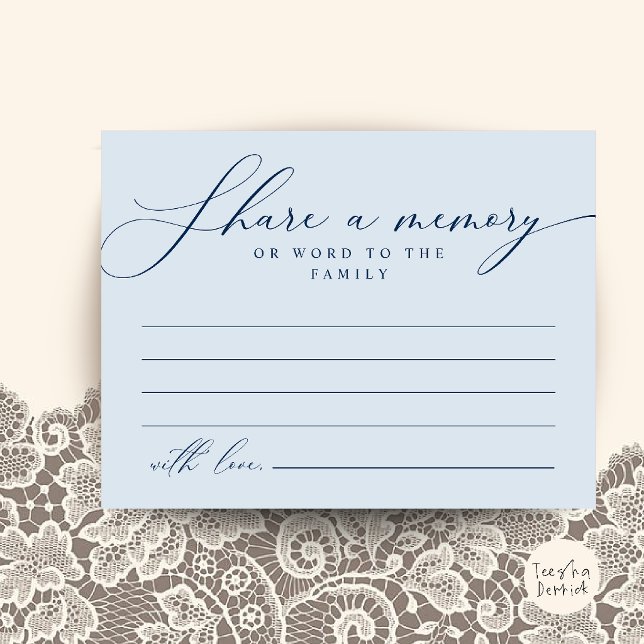 Funeral Service, Share a memory Memorial Card (Funeral Service, Share a memory Memorial Card in Misty Blue)