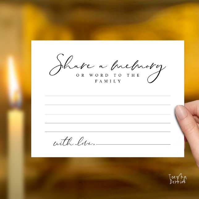 Funeral Service, Share a memory, Sympathy Card (Funeral Service, Share a memory, Sympathy Card, or word to family, Condolence card in Black White)