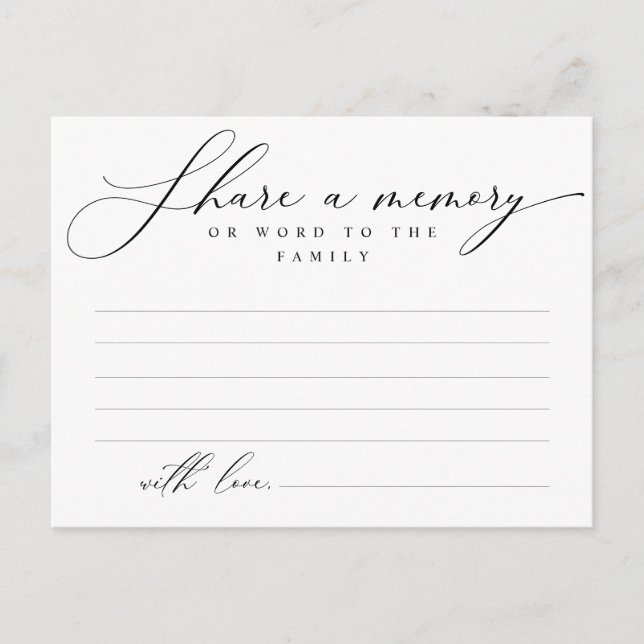 Funeral Service, Share a memory, Word Family Card (Front)