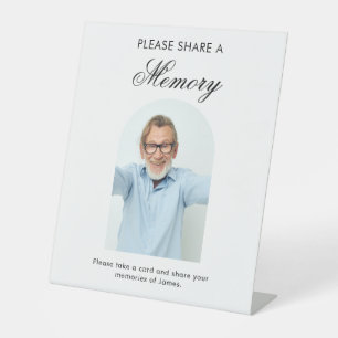 Funeral Share a Memory Minimal Simple Photo Arch Pedestal Sign
