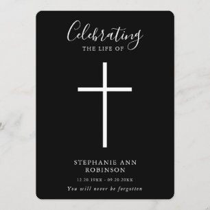 Funeral Simple Cross Black White Order of Service Program