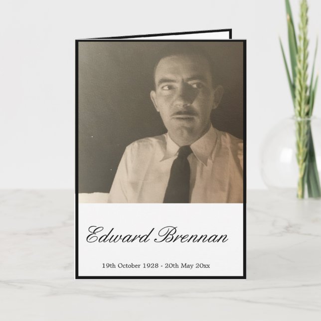 Funeral Simple Elegant Photo Order  Ceremony Card (Front)