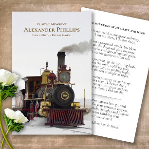 Funeral Steam Train Memorial Prayer Sympathy Cards