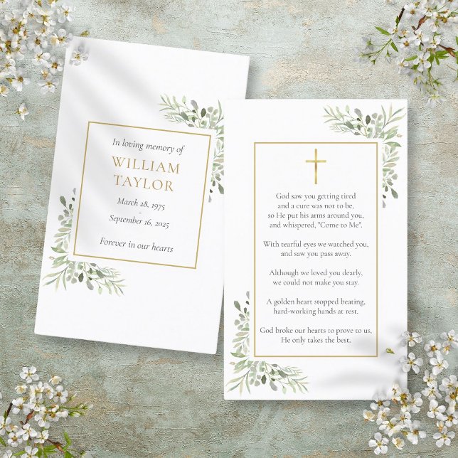 Funeral Sympathy Memorial Greenery Prayer Cards (Funeral Sympathy Memorial Greenery Prayer Cards)