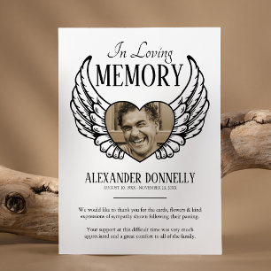 Funeral Sympathy Note   Angel Wings Thank You Card