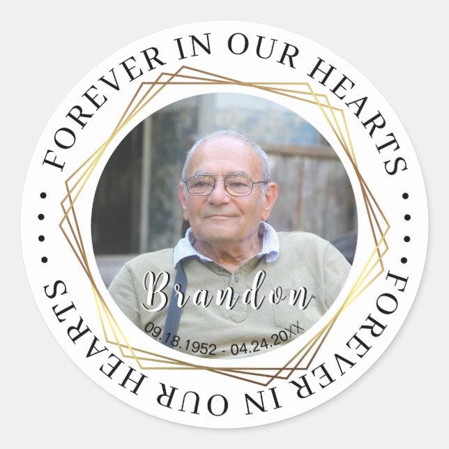 Funeral Sympathy Photo Memorial Sticker (Front)