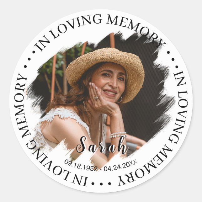 Funeral Sympathy Photo Memorial Sticker (Front)