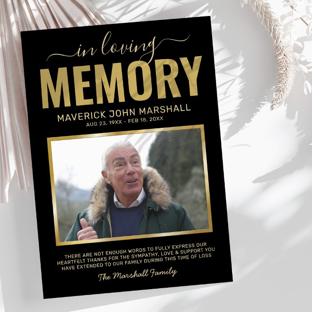 Funeral Sympathy Photo Thank You Card (Creator Uploaded)