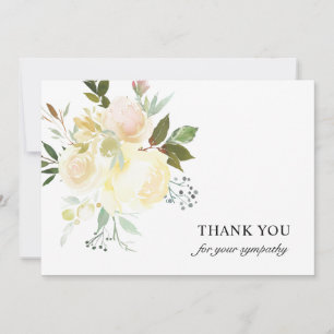 Funeral Sympathy Thank You Ivory Watercolor Floral Card