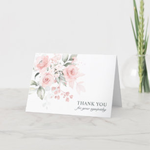 Funeral Sympathy Thank You Pink Watercolor Floral Card