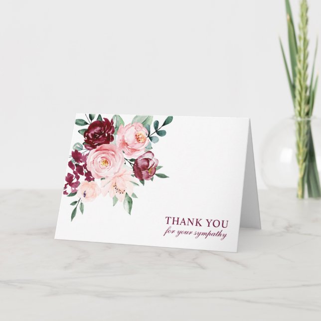 Funeral Sympathy Thank You Watercolor Floral (Front)