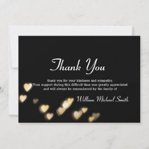 Funeral Thank You Black with Heart Memorial Card
