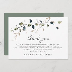 Funeral Thank You Botanical Elegant Card