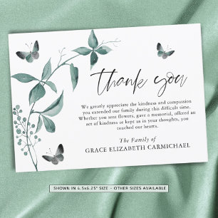 Funeral Thank You Butterfly Botanical Script