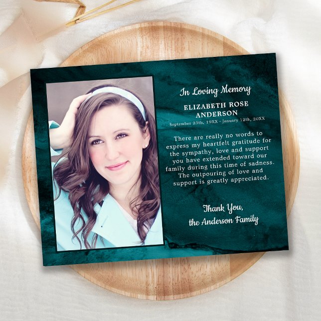 Funeral Thank You Card Sympathy Photo Marble (Creator Uploaded)