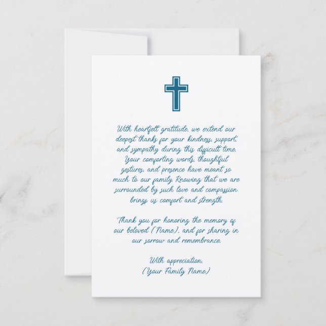 Funeral Thank You Card with a Cross (Front)