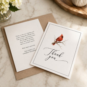 Funeral Thank You Card with Cardinal Personalised