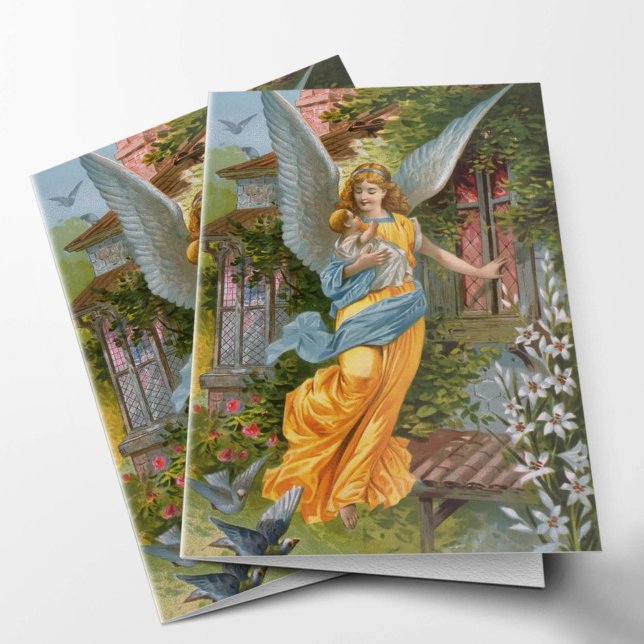 Funeral Thank You Cards | Angel Dear 01 (Guardian Angel Condolence Sympathy Catholic Religious Funeral Thank You Card)