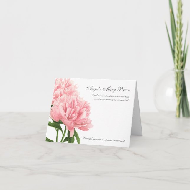 Funeral Thank You Cards | Antique Pink Peony (Front)