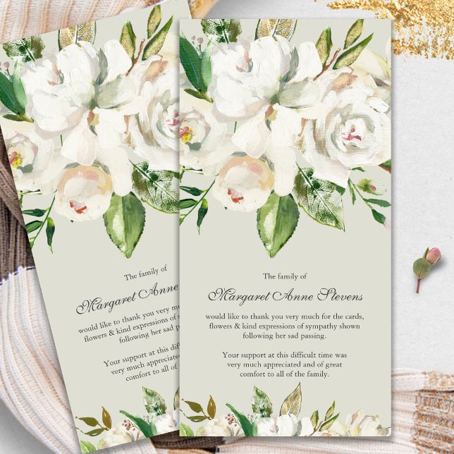 Funeral Thank You Cards | Antique White Rose (funeral thank you cards, bereavement, elegant, simple, celebration of life, sympathy card)