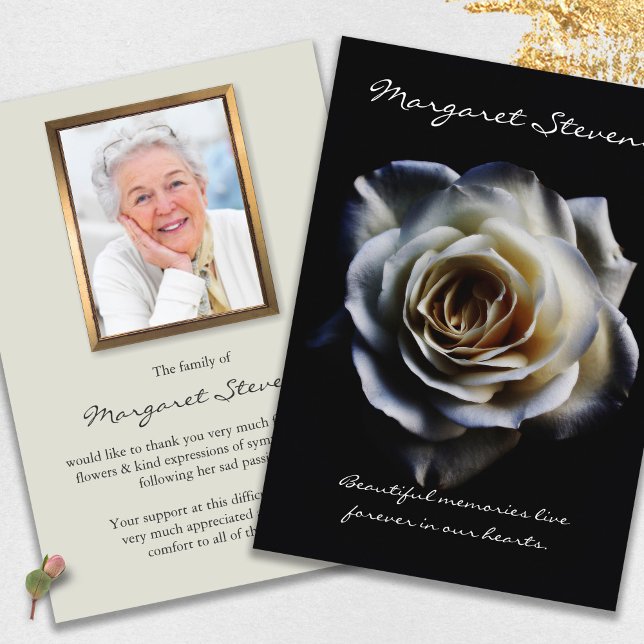 Funeral Thank You Cards | Beautiful Bloom (funeral thank you cards, bereavement, elegant, simple, celebration of life, sympathy card)