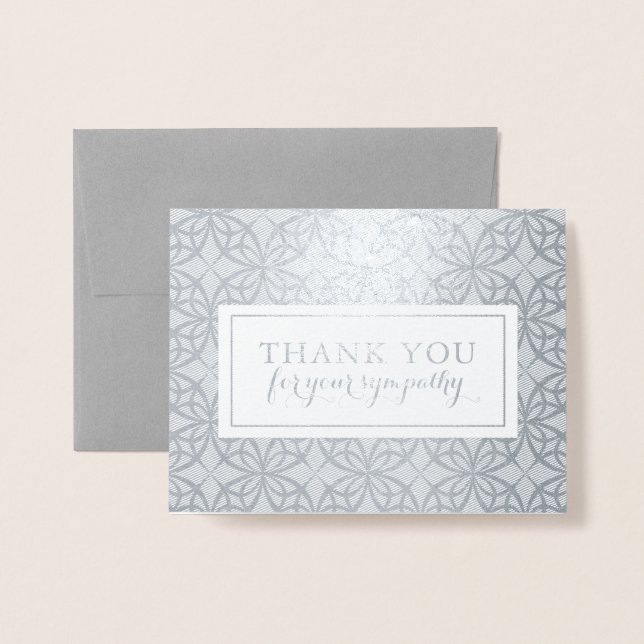Funeral Thank You Cards | Beautiful Foil Pattern (Front With Envelope)