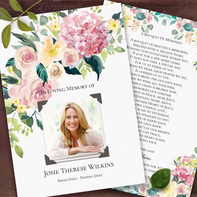 Funeral Thank You Cards | Bouquet of Memories (In Loving Memory Celebration of Life Floral Memorial Sympathy Funeral Thank You Card)