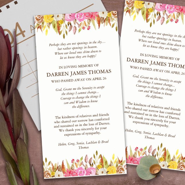 Funeral Thank You Cards | Elegant Florals 1 (funeral thank you cards, bereavement, elegant, simple, celebration of life, sympathy card)