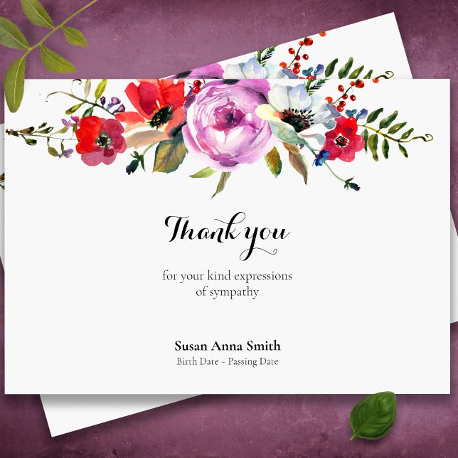 Funeral Thank You Cards | Forest Florals (Forest Florals Bereavement Sympathy Memorial Funeral thank You Card)
