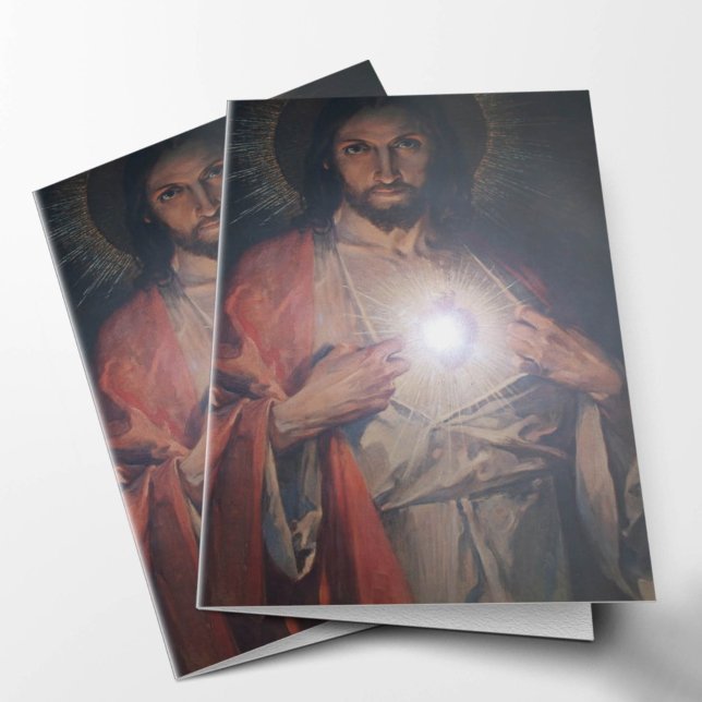 Funeral Thank You Cards | Furnace of Charity 01 (Sacred Heart of Jesus Sympathy Condolence Bereavement Funeral Thank You Card)