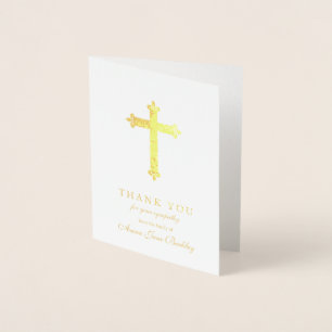Funeral Thank You Cards Gold Cross 2 Foil