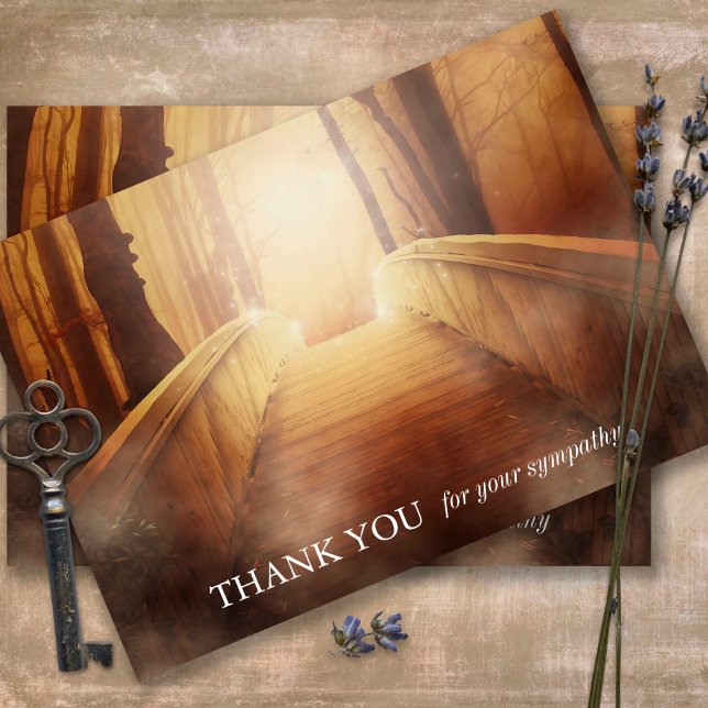 Funeral Thank You Cards | Golden Bridge (Sympathy Photo Celebration of Life, In Loving Memory, Forever in our Hearts Funeral thank you cards)