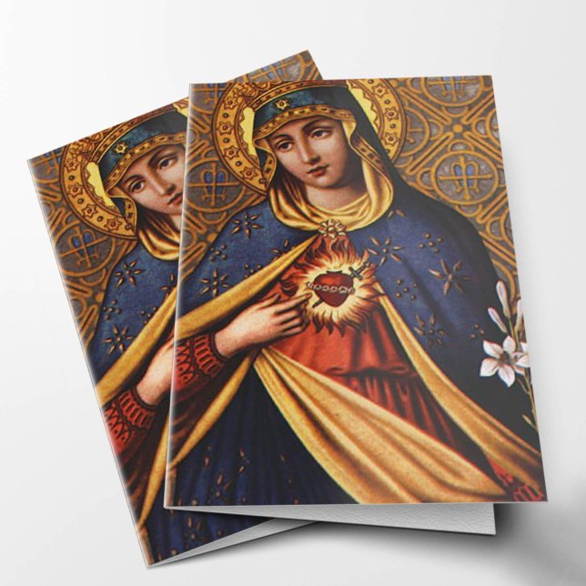Funeral Thank You Cards | Immaculate Heart Mary 02 (Immaculate Heart of Mary Sympathy Religious Funeral Thank You Card, Holy Card.)