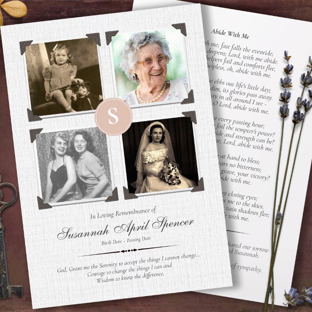 Funeral Thank You Cards | Memories Blush. (Celebration of Life, In loving memory, forever in our hearts, photo collage funeral thank you card)