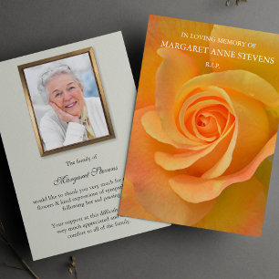 Funeral Thank You Cards Orange Rose