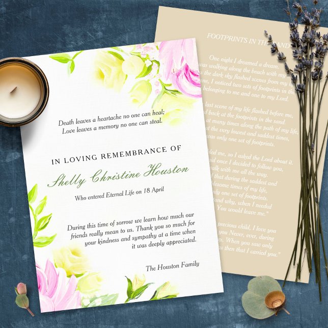 Funeral Thank You Cards | Pastel Roses (funeral thank you cards, bereavement, elegant, simple, celebration of life, sympathy card)