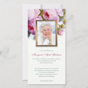 Funeral Thank You Cards | Pink Botanical Roses