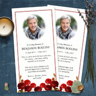 Funeral Thank You Cards Red Rose Bouquet 1