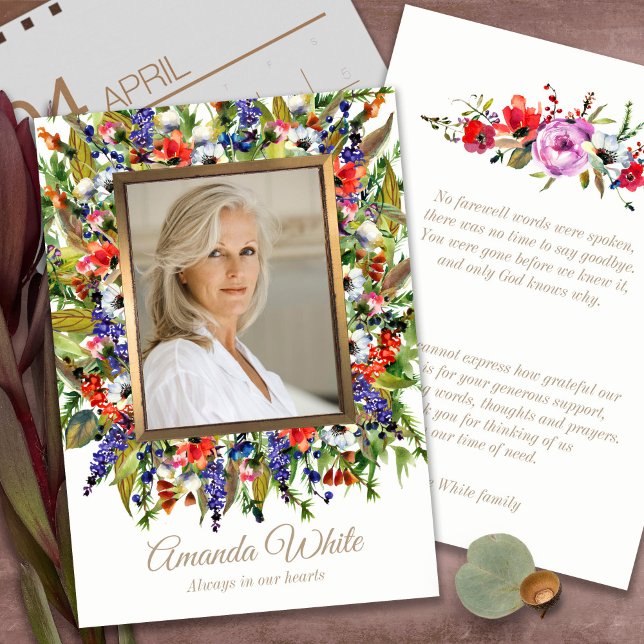 Funeral Thank You Cards Small | Forest Florals (funeral thank you cards, bereavement, elegant, simple, celebration of life, sympathy card)