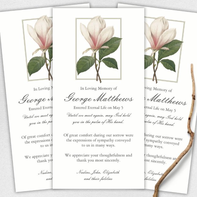 Funeral Thank You Cards | Sweet Antique Magnolia (funeral thank you cards, bereavement, elegant, simple, celebration of life, sympathy card)