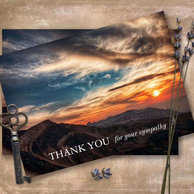 Funeral Thank You Cards | Utah Sunset (Sympathy Photo Celebration of Life, In Loving Memory, Forever in our Hearts Funeral thank you cards)