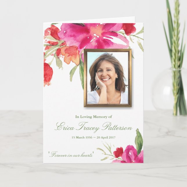 Funeral Thank You Cards | Watercolor Floral Photo (Front)