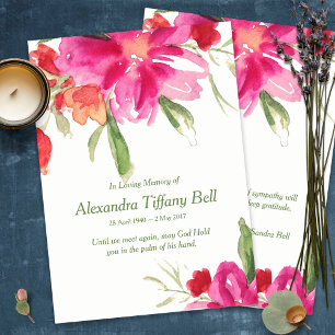 Funeral Thank You Cards Watercolor Florals Note