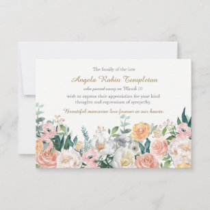 Funeral Thank You Cards | Watercolor Roses