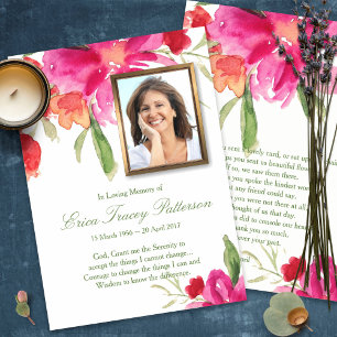 Funeral Thank You Cards Watercolor with Photo