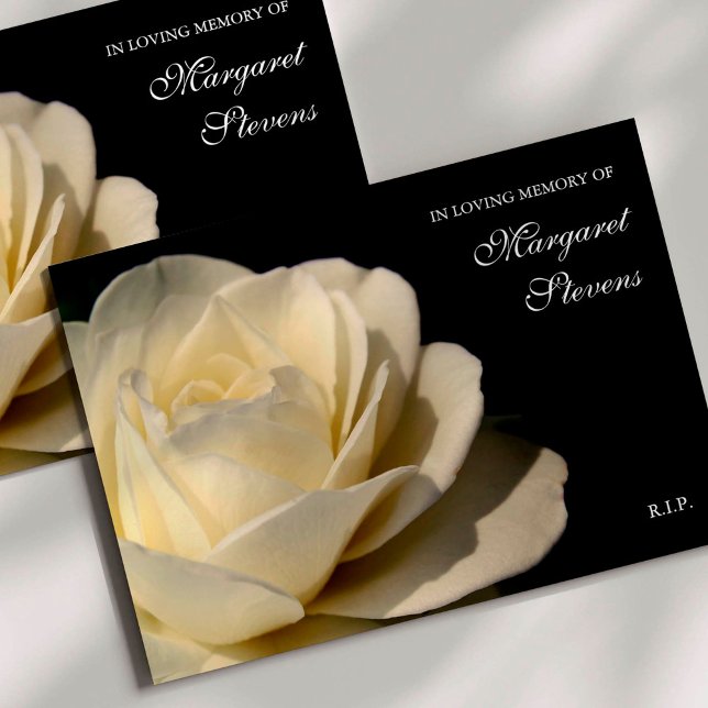 Funeral Thank You Cards | White Rose (White Rose Memorial Sympathy Funeral Thank You Card)