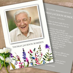 Funeral Thank You Cards Wildflowers & Photo