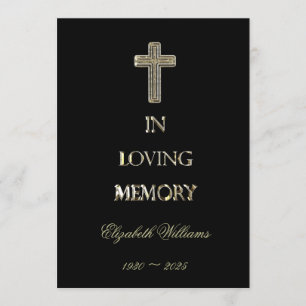 Funeral Thank You Elegant Black and Gold Card