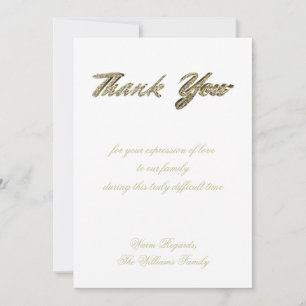 Funeral Thank You Elegant Gold and White Religious Card